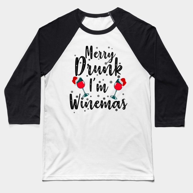 Merry Winemas! Baseball T-Shirt by KsuAnn